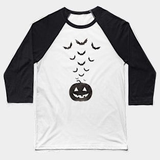 Halloween Flying Bat and Pumpkin Baseball T-Shirt